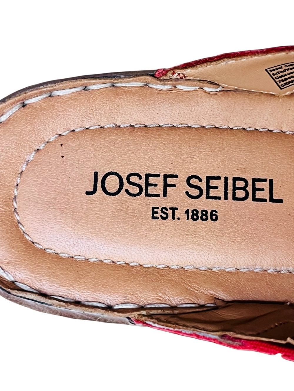 Josef Seibel Catalonia Sandals Leather Red Slip On Comfort Slides Shoes Sz 9 - Picture 10 of 12